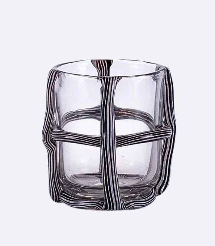 Artisan Hand Blown Glass Vases - Sculptural Elegance Black and White -  - #tag1#