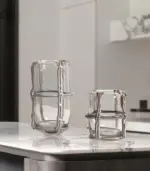 Artisan Hand Blown Glass Vases Sculptural Elegance Black and White tag1