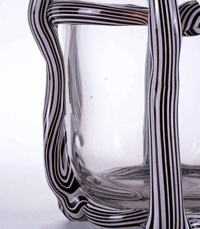 Artisan Hand Blown Glass Vases - Sculptural Elegance Black and White -  - #tag1#