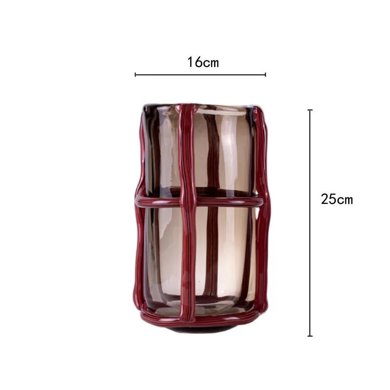 Artisan Hand Blown Glass Vases - Sculptural Elegance Red and Black -  - #tag1#