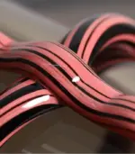 Artisan Hand Blown Glass Vases Sculptural Elegance Red and Black tag1