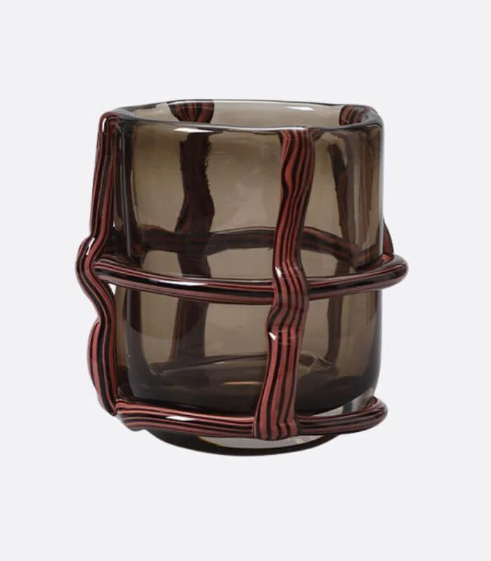 Artisan Hand Blown Glass Vases - Sculptural Elegance Red and Black -  - #tag1#