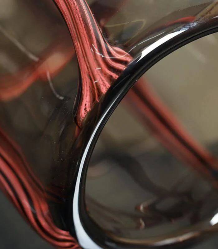 Artisan Hand Blown Glass Vases - Sculptural Elegance Red and Black -  - #tag1#