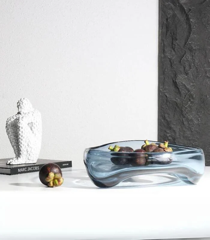 Artisan Handblown Glass Decorative Bowl - Modern Fluid Design in 3 Sizes -  - #tag1#