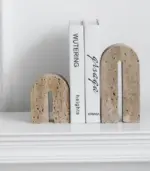 Artisanal Travertine Arch Bookend Naturally Elegant Home Accent tag1