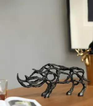 Artistic Metal Rhinoceros Sculpture - Modern Abstract Home Decor