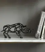 Artistic Metal Rhinoceros Sculpture Modern Abstract Home Decor tag1