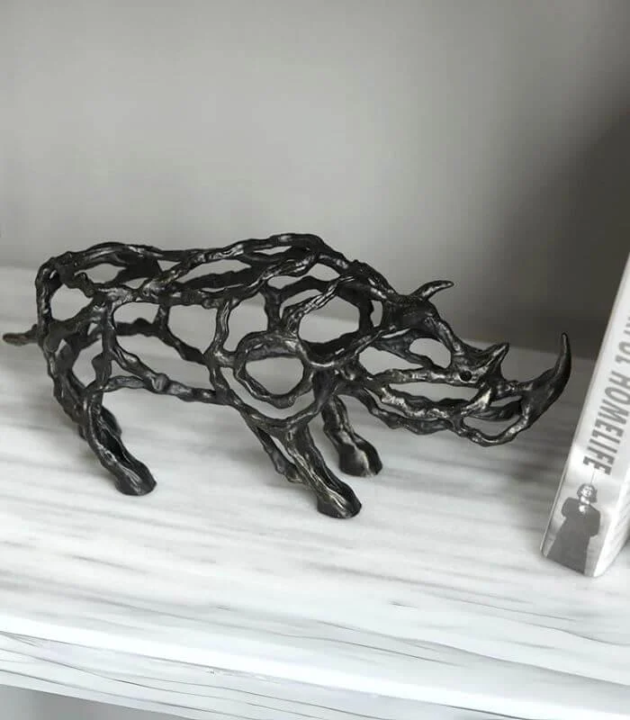 Artistic Metal Rhinoceros Sculpture - Modern Abstract Home Decor -  - #tag1#