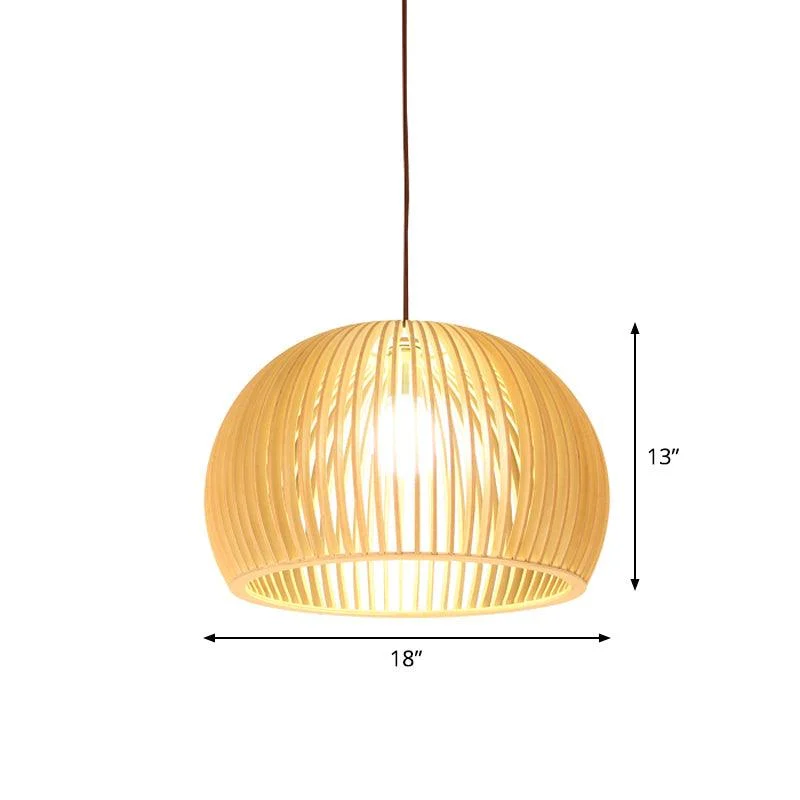 Asian Bamboo Pendant Lamp with Flared/Hemisphere/Onion Design 1 Light Beige Small/Large Hanging Light Fixture for Dining Room -  - #tag1#