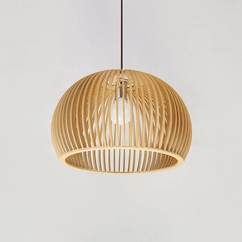 Asian Bamboo Pendant Lamp with Flared/Hemisphere/Onion Design 1 Light Beige Small/Large Hanging Light Fixture for Dining Room -  - #tag1#
