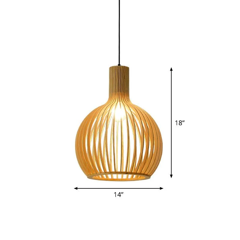 Asian Bamboo Pendant Lamp with Flared/Hemisphere/Onion Design 1 Light Beige Small/Large Hanging Light Fixture for Dining Room -  - #tag1#