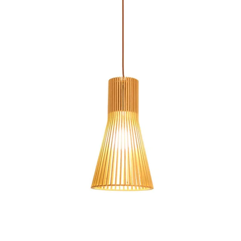 Asian Bamboo Pendant Lamp with Flared/Hemisphere/Onion Design 1 Light Beige Small/Large Hanging Light Fixture for Dining Room -  - #tag1#