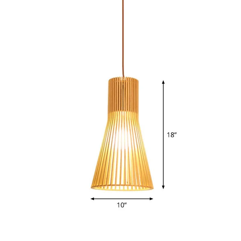 Asian Bamboo Pendant Lamp with Flared/Hemisphere/Onion Design 1 Light Beige Small/Large Hanging Light Fixture for Dining Room -  - #tag1#