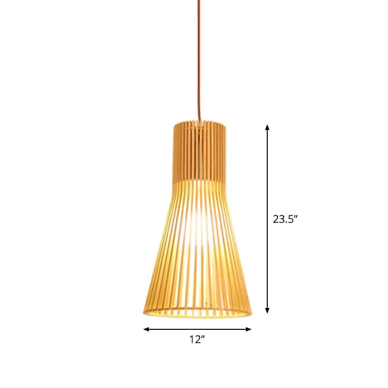 Asian Bamboo Pendant Lamp with Flared/Hemisphere/Onion Design 1 Light Beige Small/Large Hanging Light Fixture for Dining Room -  - #tag1#