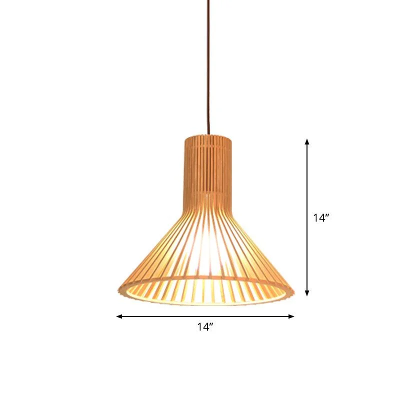 Asian Bamboo Pendant Lamp with Flared/Hemisphere/Onion Design 1 Light Beige Small/Large Hanging Light Fixture for Dining Room -  - #tag1#