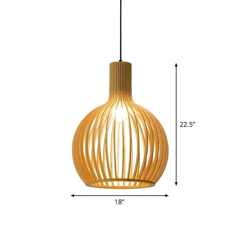 Asian Bamboo Pendant Lamp with Flared/Hemisphere/Onion Design 1 Light Beige Small/Large Hanging Light Fixture for Dining Room -  - #tag1#