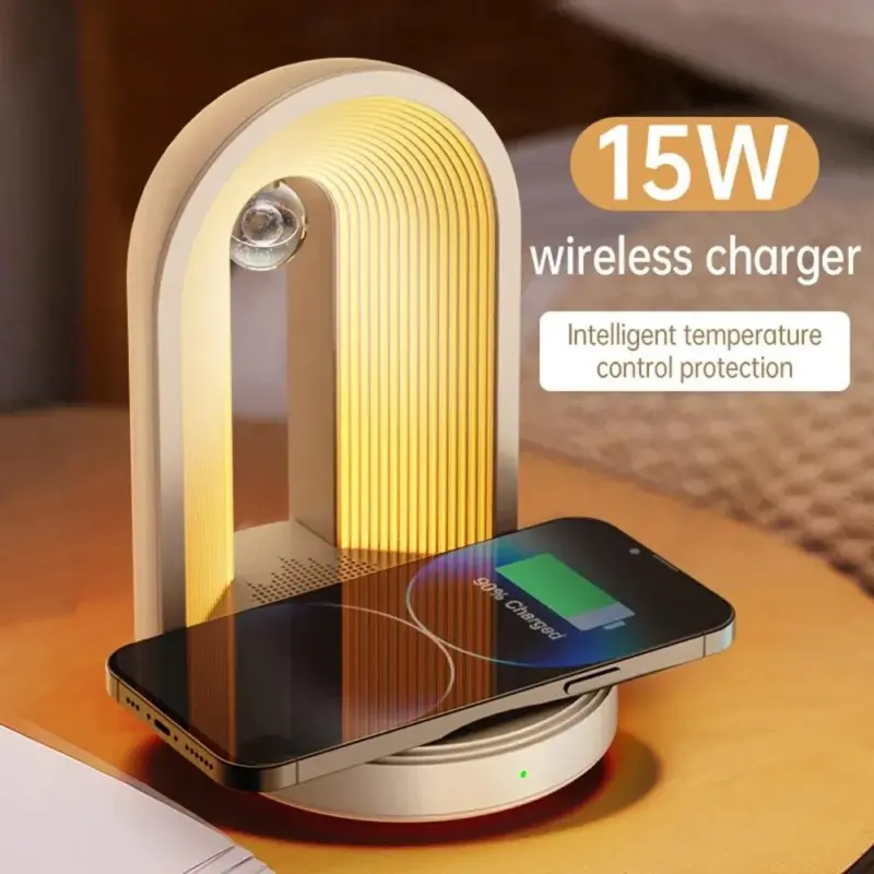 Atmosphere Desk Lamp With Wireless Charger Bluetooth Speaker tag1