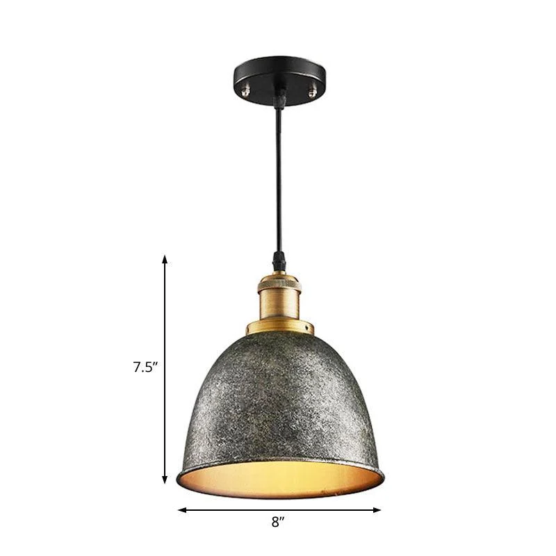 Atmospheric Dome Pendant Lamp 1 Light Wrought Iron Light Fixture with Cord in Black/Rust -  - #tag1#