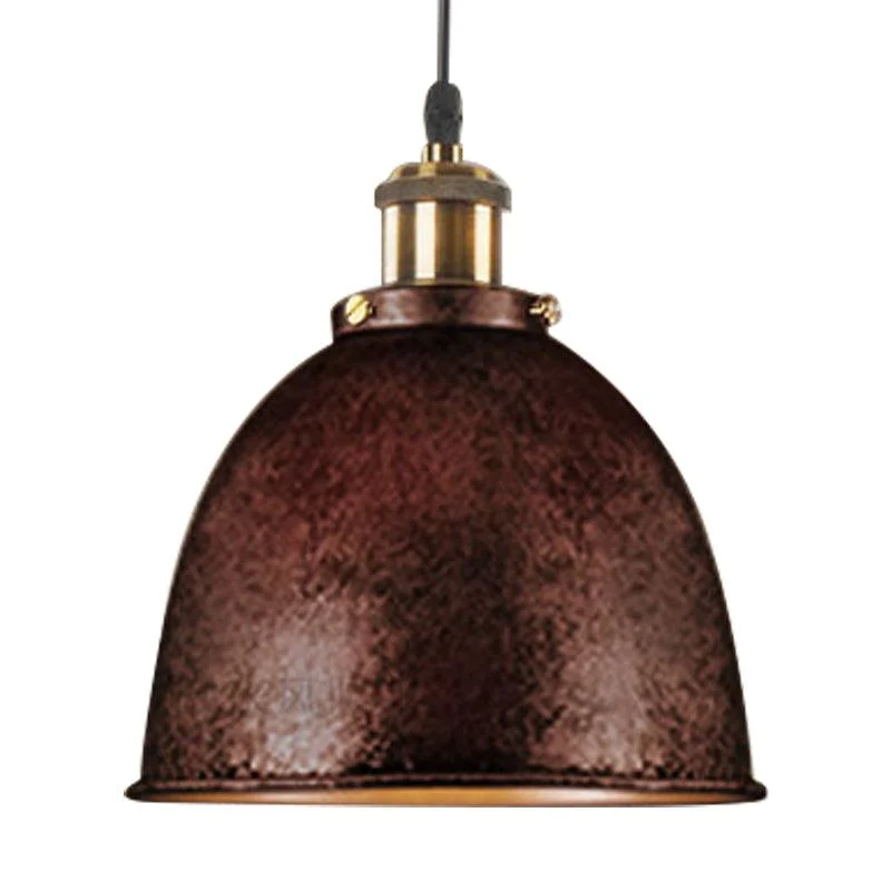 Atmospheric Dome Pendant Lamp 1 Light Wrought Iron Light Fixture with Cord in Black/Rust -  - #tag1#