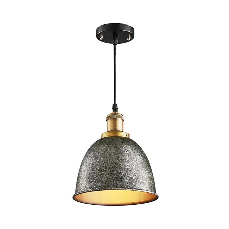 Atmospheric Dome Pendant Lamp 1 Light Wrought Iron Light Fixture with Cord in Black/Rust -  - #tag1#