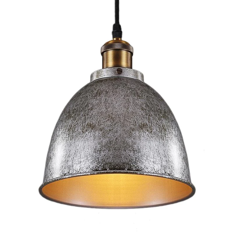 Atmospheric Dome Pendant Lamp 1 Light Wrought Iron Light Fixture with Cord in Black/Rust -  - #tag1#
