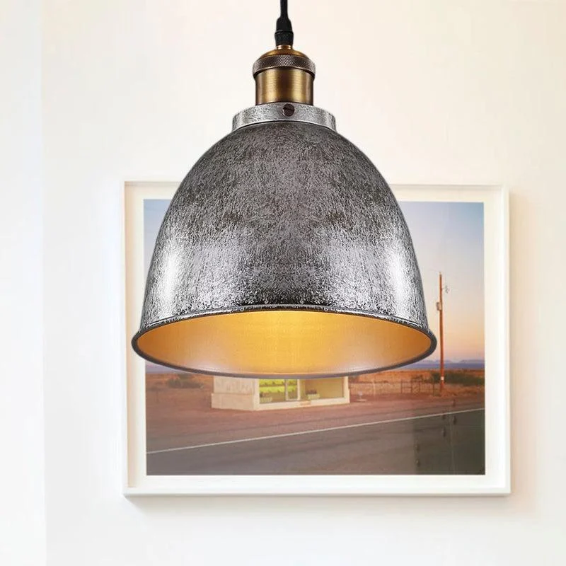 Atmospheric Dome Pendant Lamp 1 Light Wrought Iron Light Fixture with Cord in Black/Rust -  - #tag1#