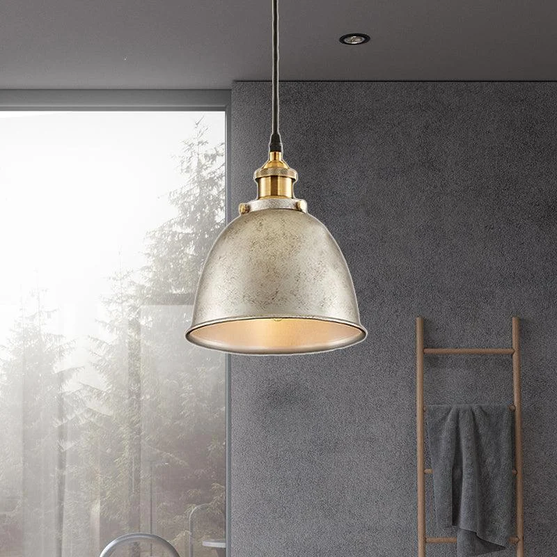 Atmospheric Dome Pendant Lamp 1 Light Wrought Iron Light Fixture with Cord in Black/Rust -  - #tag1#