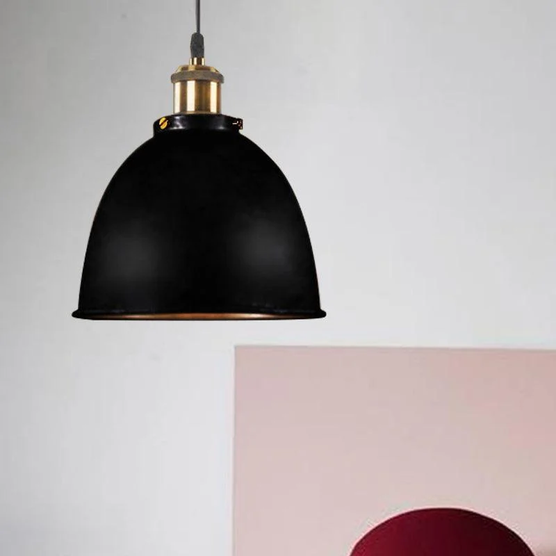 Atmospheric Dome Pendant Lamp 1 Light Wrought Iron Light Fixture with Cord in Black/Rust -  - #tag1#