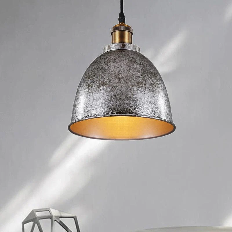 Atmospheric Dome Pendant Lamp 1 Light Wrought Iron Light Fixture with Cord in Black/Rust -  - #tag1#