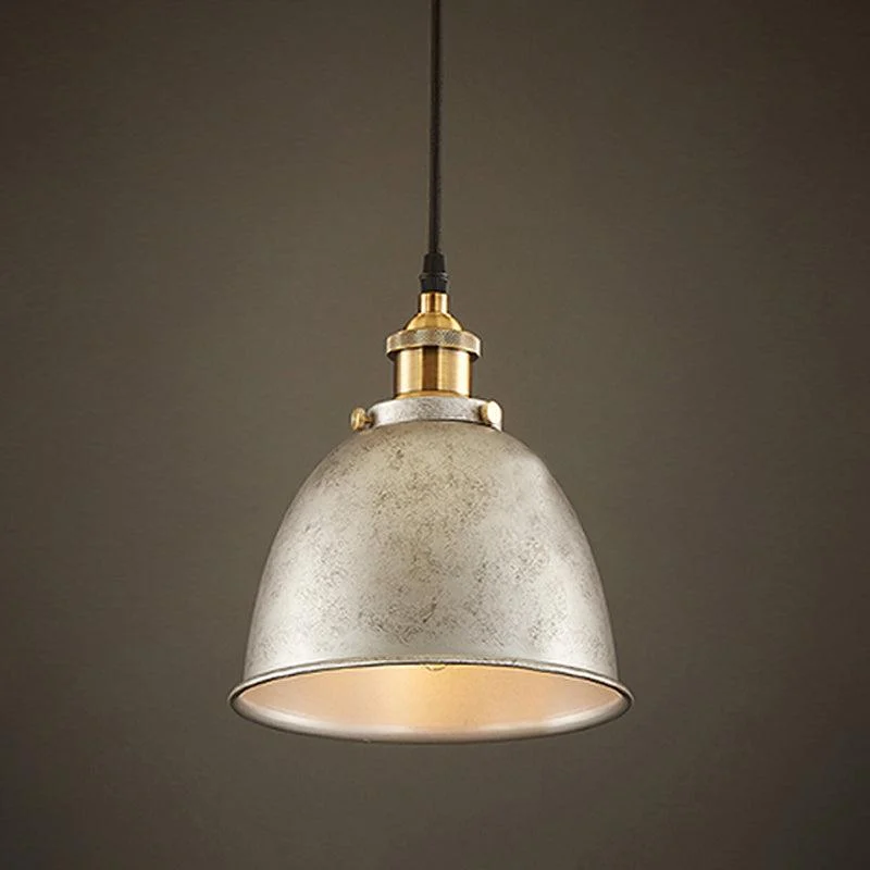 Atmospheric Dome Pendant Lamp 1 Light Wrought Iron Light Fixture with Cord in Black/Rust -  - #tag1#