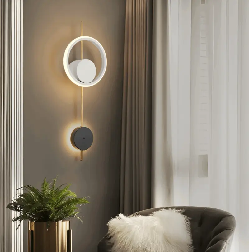 AuraRings Minimalistic round LED wall lamp made of metal tag1
