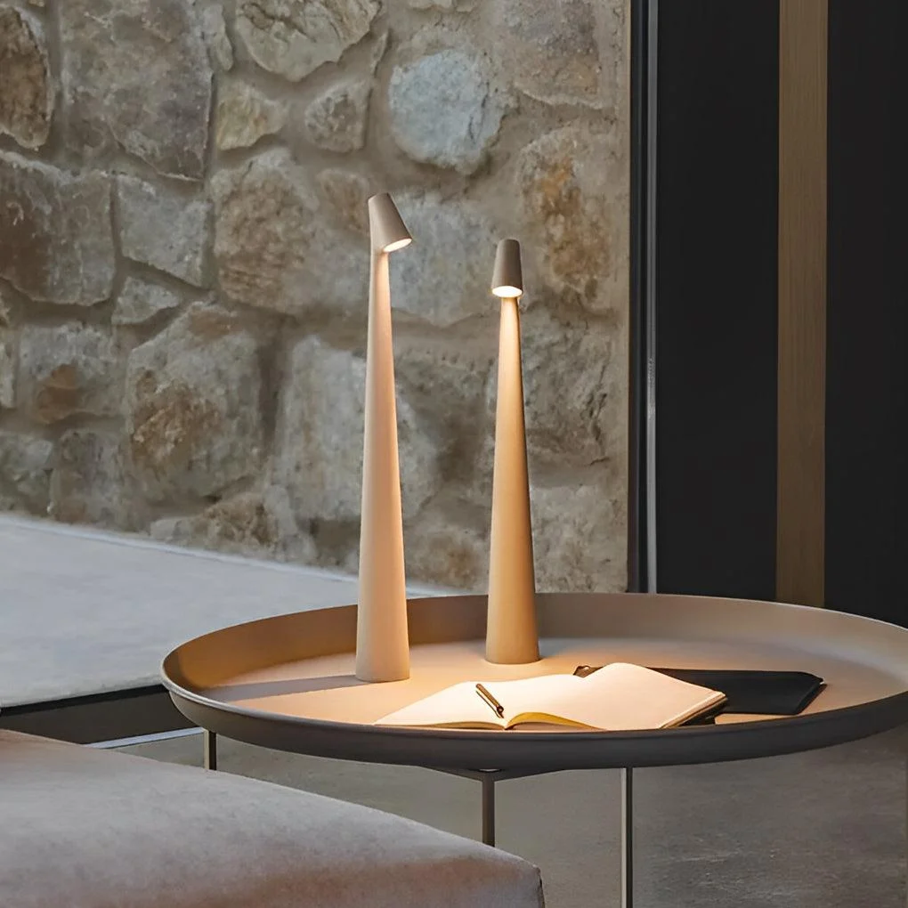 AuroraGlow - Stylish Conical Table Lamp with Downlight and USB Charging Option -  - #tag1#