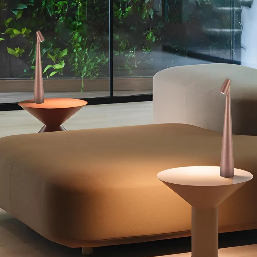 AuroraGlow - Stylish Conical Table Lamp with Downlight and USB Charging Option -  - #tag1#