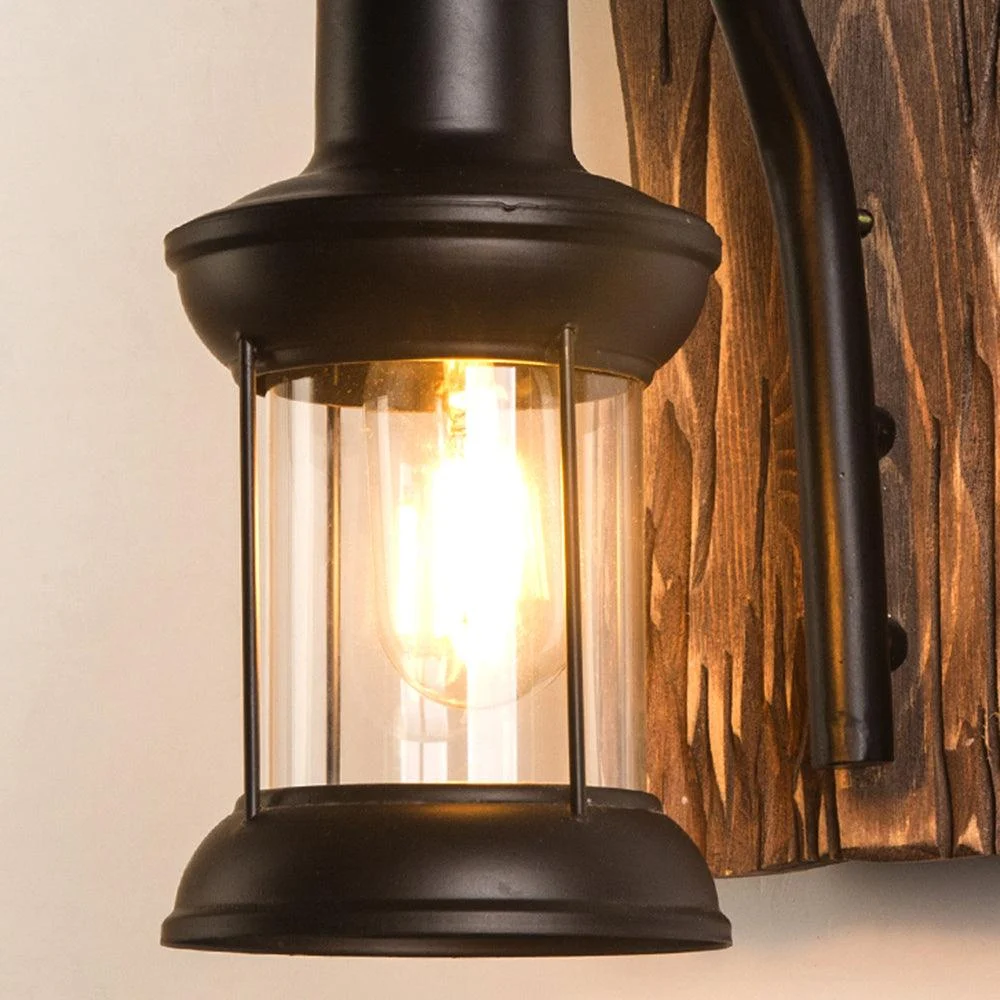 Austinvintagebrancheslanternwalllamp Metal Wood Black Diningroom 2