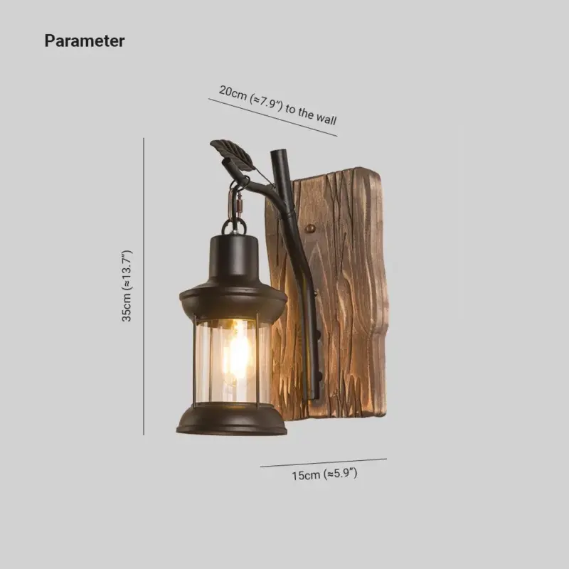 AustinVintageBranchesLanternWallLamp Metal Wood Black DiningRoom