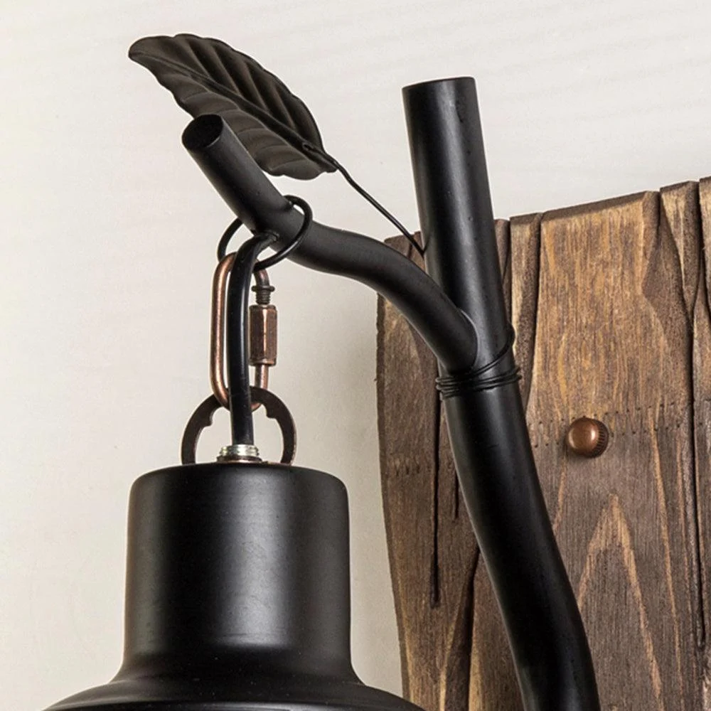 Austinvintagebrancheslanternwalllamp Metal Wood Black Diningroom 5