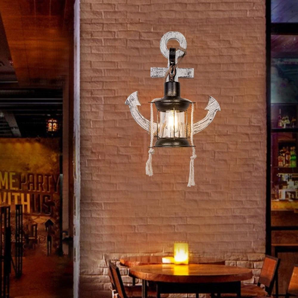 Austin Vintage LED Wall Lamp - Anchor, Dining/Living Room, Metal/Wood -  - #tag1#