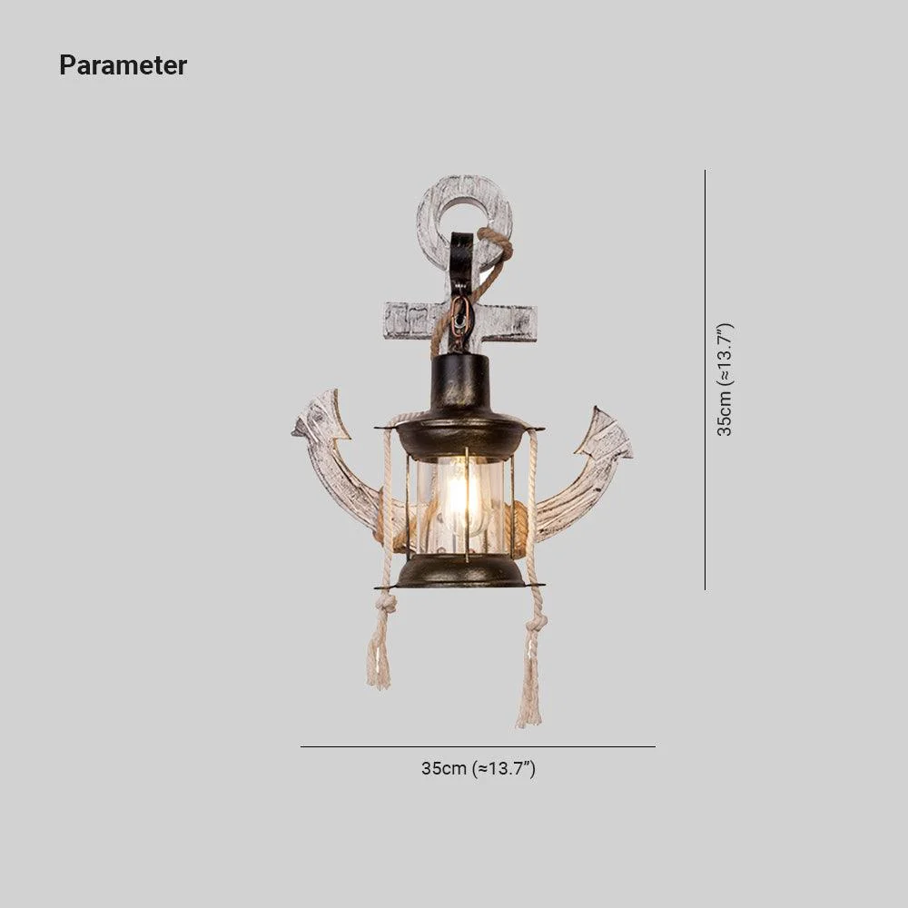 Austin Vintage LED Wall Lamp - Anchor, Dining/Living Room, Metal/Wood -  - #tag1#