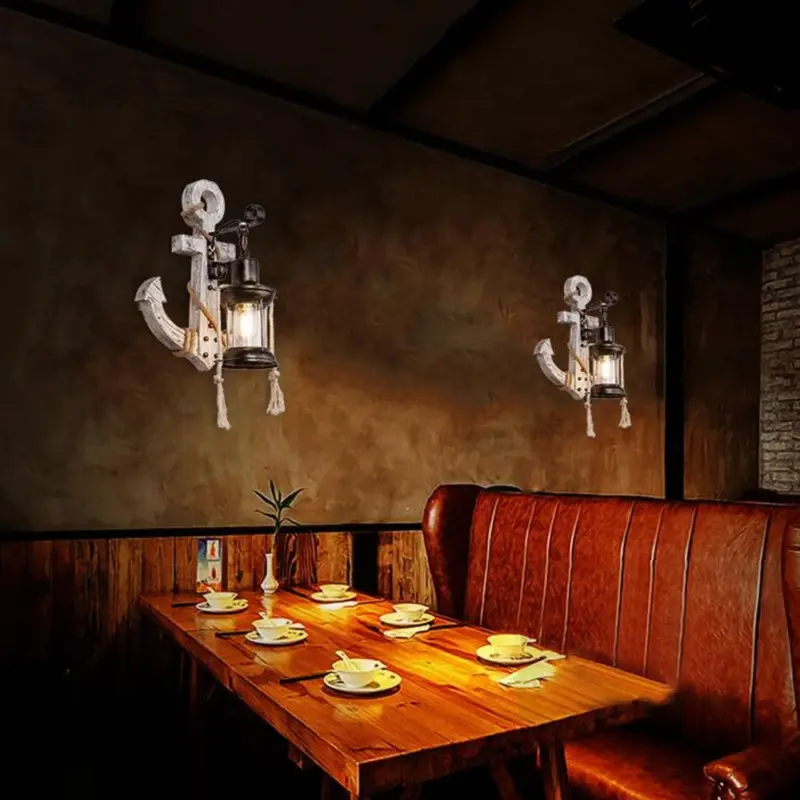 Austin Vintage LED Wall Lamp Anchor Dining Living Room Metal Wood tag1