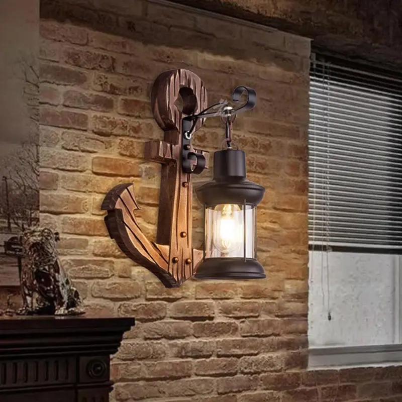 Austin Vintage LED Wall Lamp Anchor Dining Living Room Metal Wood tag1