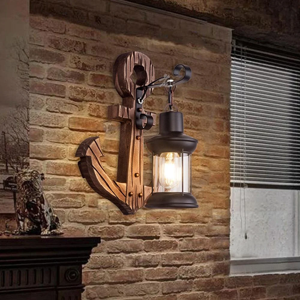 Austin Vintage LED Wall Lamp - Anchor, Dining/Living Room, Metal/Wood -  - #tag1#