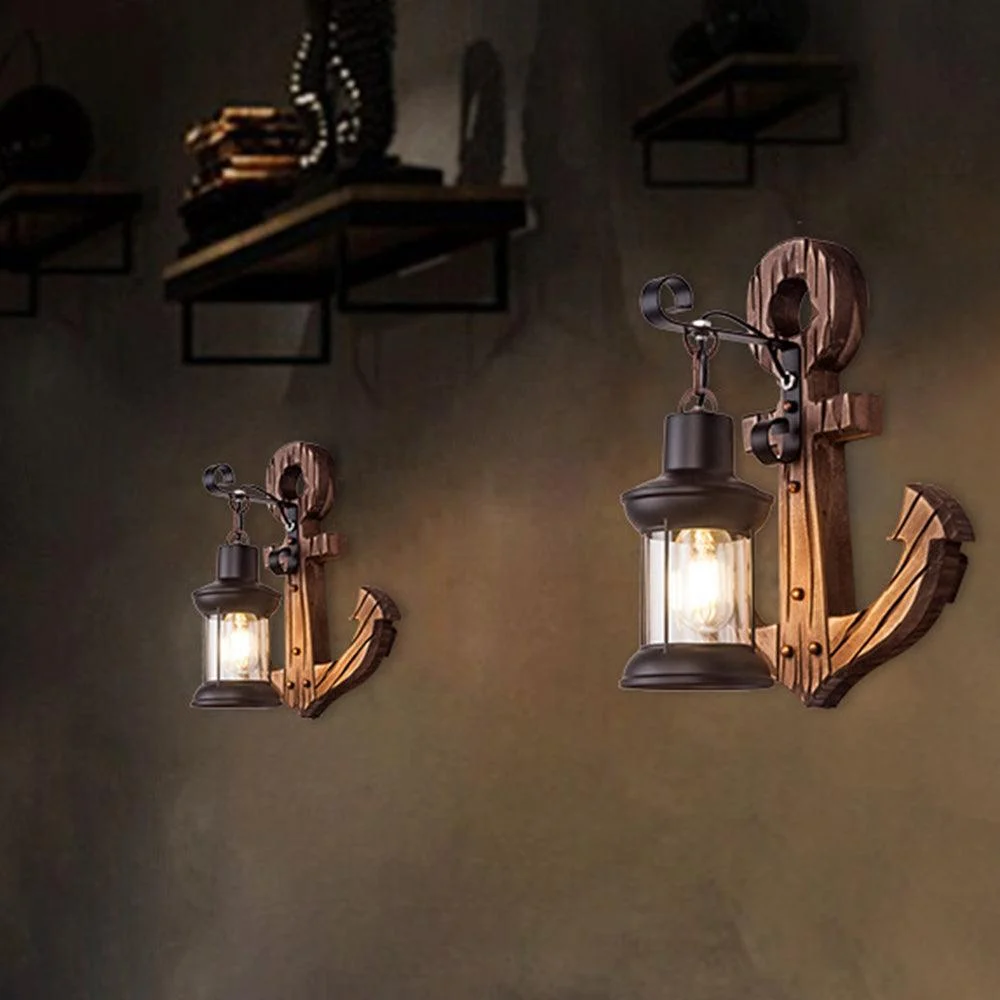Austin Vintage LED Wall Lamp - Anchor, Dining/Living Room, Metal/Wood -  - #tag1#
