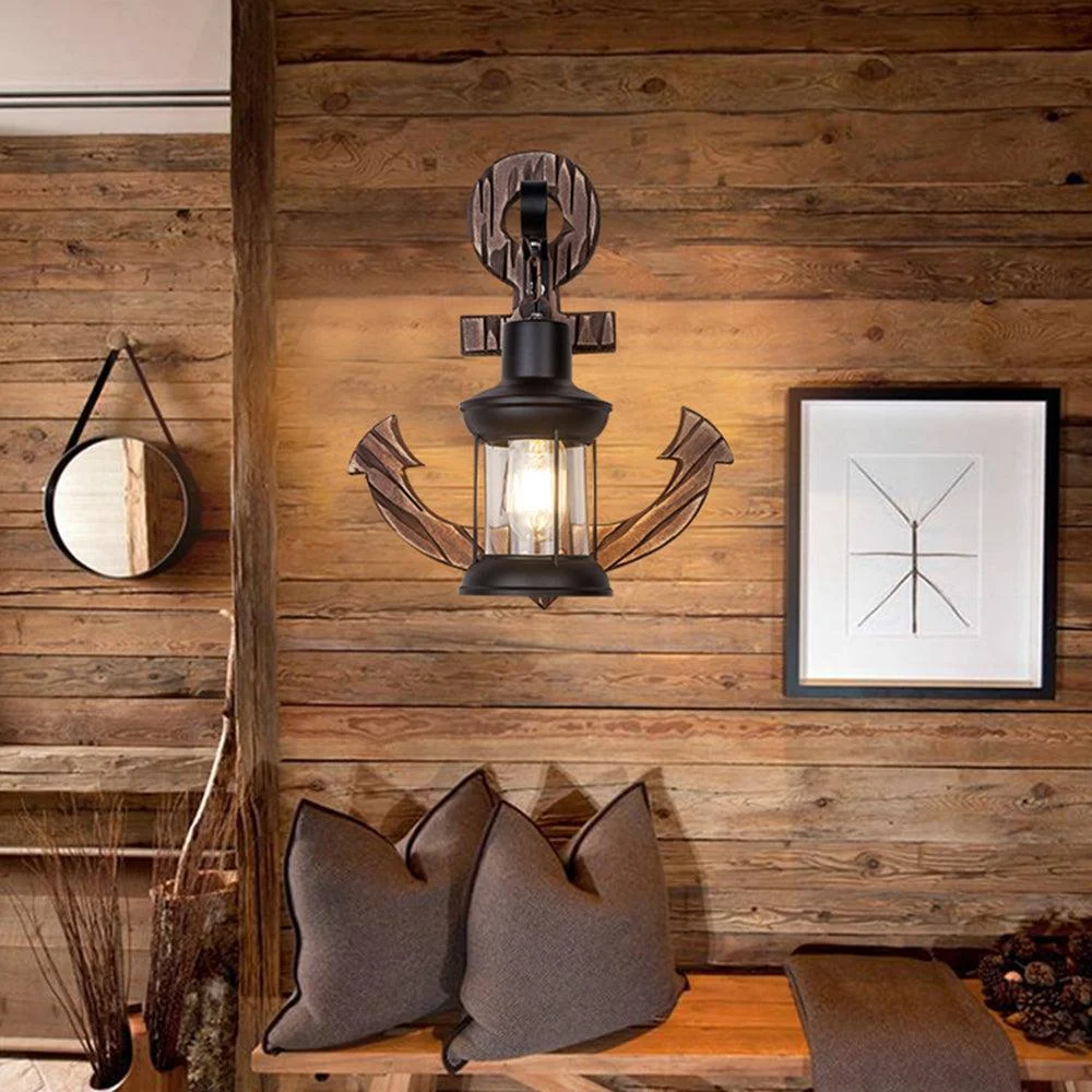 Austin Vintage LED Wall Lamp - Anchor, Dining/Living Room, Metal/Wood -  - #tag1#