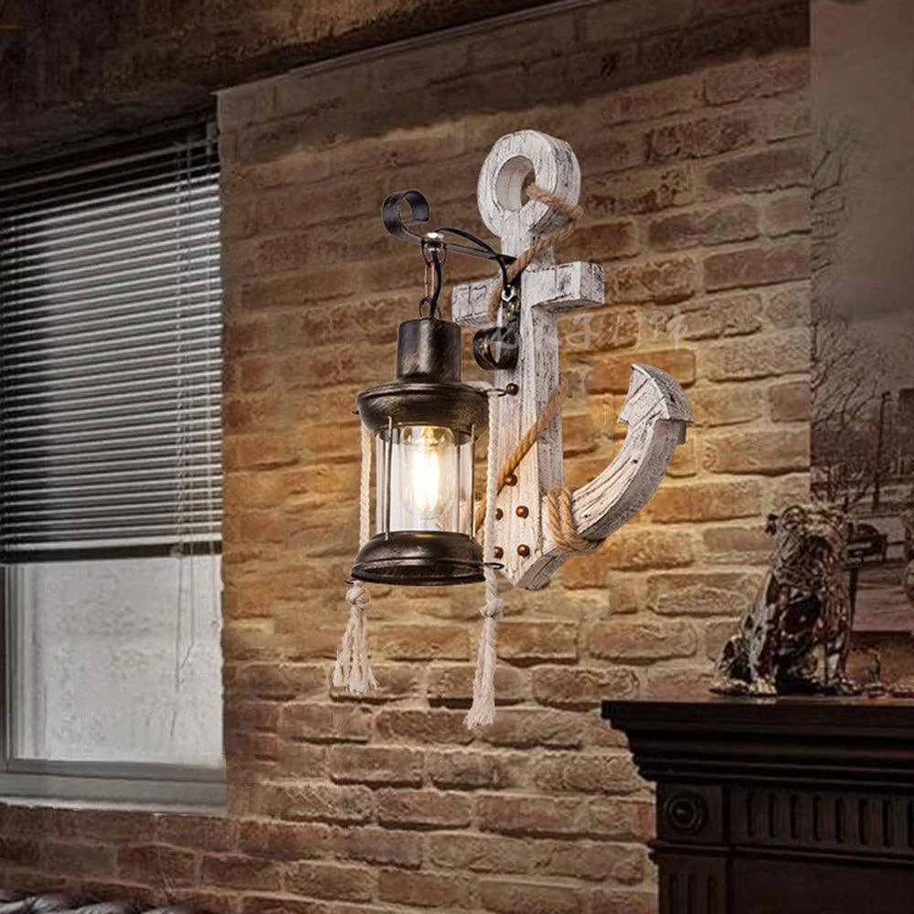 Austin Vintage LED Wall Lamp - Anchor, Dining/Living Room, Metal/Wood -  - #tag1#