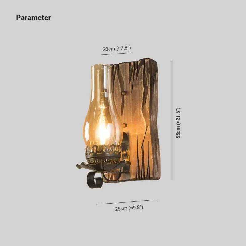 Austin Vintage LED Wall Lamp Indoor Living Room Bedroom Wood tag1