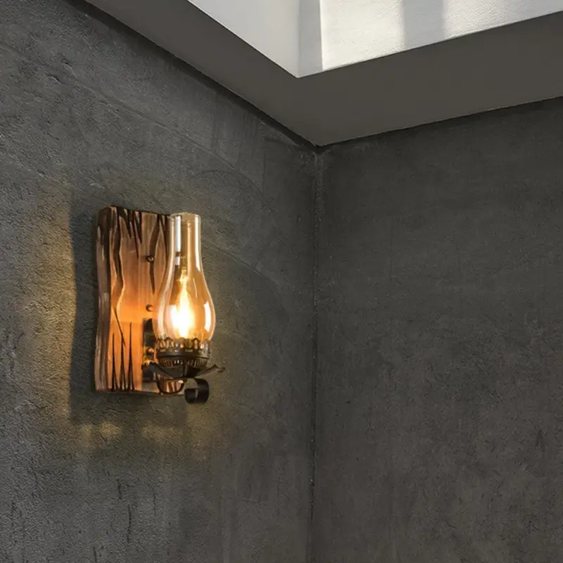 Austin Vintage LED Wall Lamp Indoor Living Room Bedroom Wood tag1