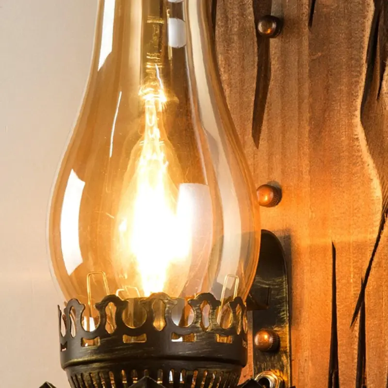 Austin Vintage LED Wall Lamp Indoor Living Room Bedroom Wood tag1