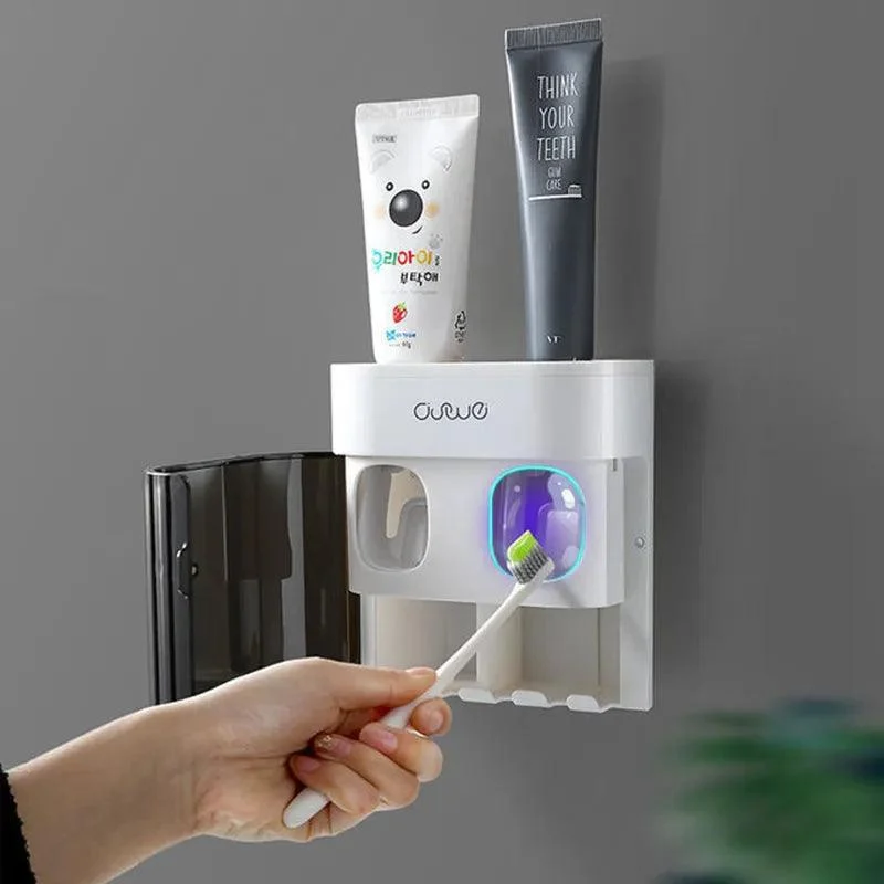 Automatic Toothpaste Squeezer with Magnetic Toothbrush Holder -