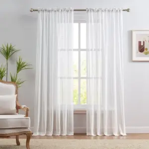 Ava Leaf Pattern White Transparent Curtains Soft Roof