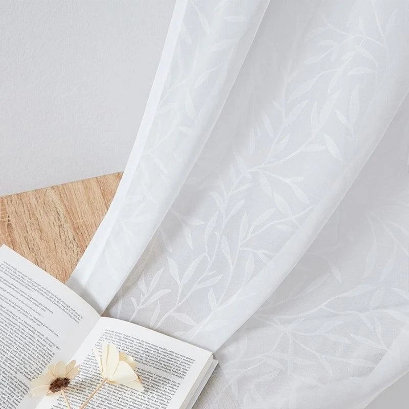 Ava Leaf Pattern White Transparent Curtains Soft Roof -  - #tag1#